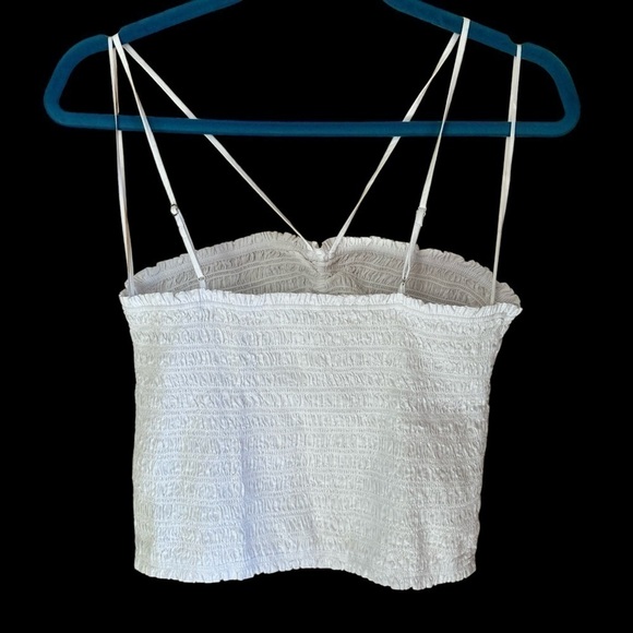 Madewell White Poplin Smocked Halter Crop Top Large NWT - Picture 6 of 10